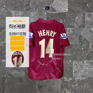 阿仙奴球衣0506 枣红森纳长短袖复古英超抢手14亨利博格坎足球服
