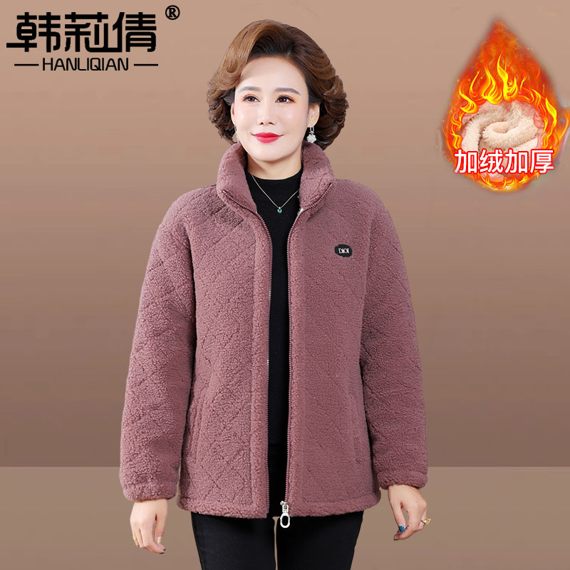 妈妈装秋冬羊羔毛外套