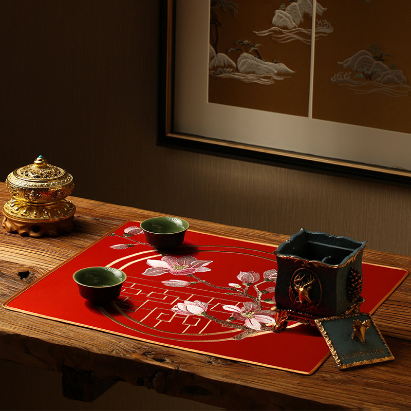 速发华幔盛庭新中式餐垫装饰垫西餐垫餐盘垫防滑花瓶垫家用茶几杯