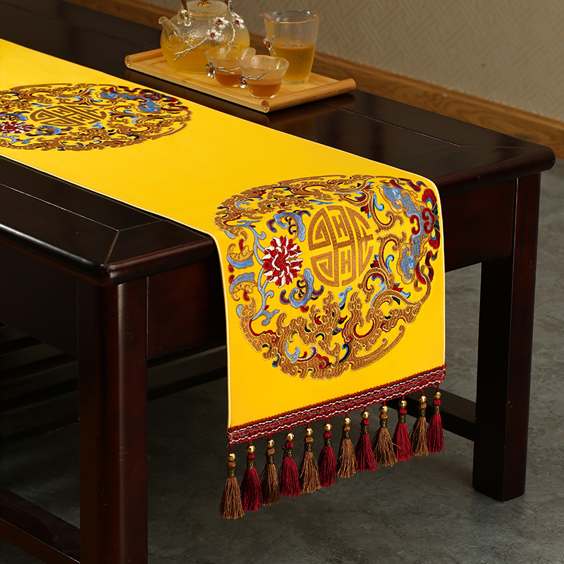 桌旗中式新中式餐桌高档轻奢茶桌布电视机柜盖布茶几布茶台布定制