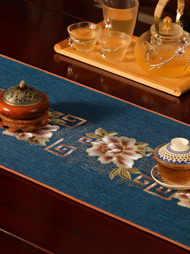 桌旗轻奢高端防水茶席中式禅意新中式茶桌布茶台布艺长条茶几垫布