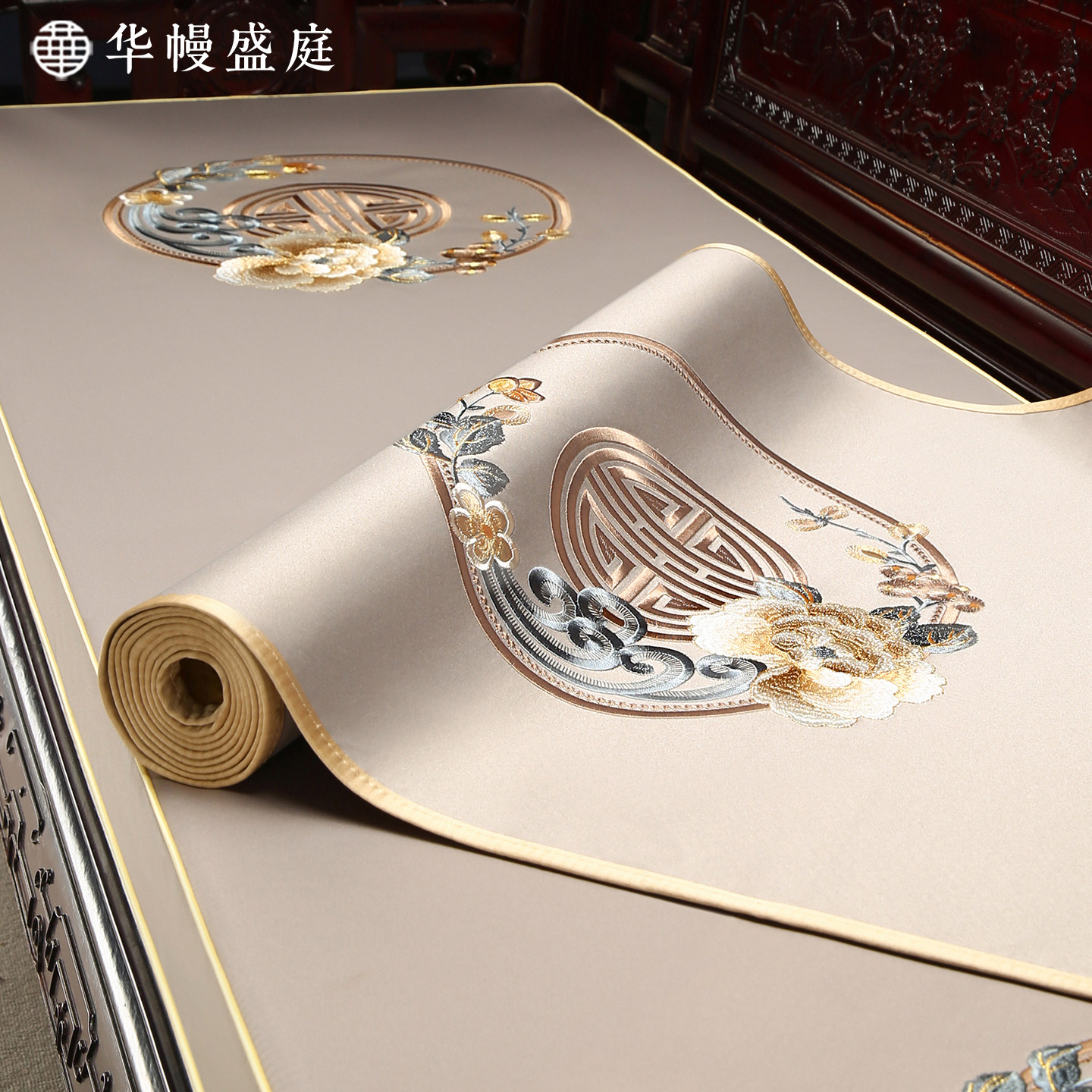 新中式沙发垫高档实木沙发防滑盖布红木沙发坐垫沙发巾罗汉床盖巾
