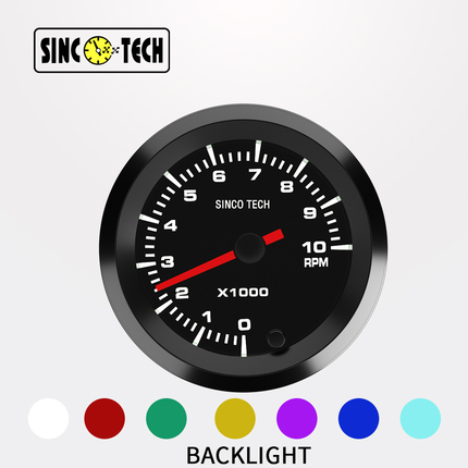 SINCOTECH 高速步进电机2吋7彩可调赛车转速表黑色52mm DO6370