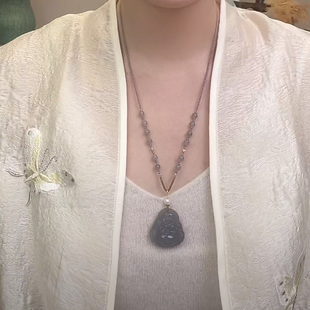 天然冰种紫玉髓弥勒佛大肚佛像笑佛吊坠毛衣链佛公项链转运珠挂件