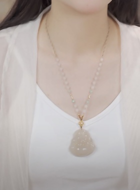 玛瑙佛公吊坠项链女款玉石吊坠