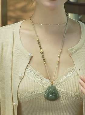 2025年新款玛瑙玉佛公吊坠项链女