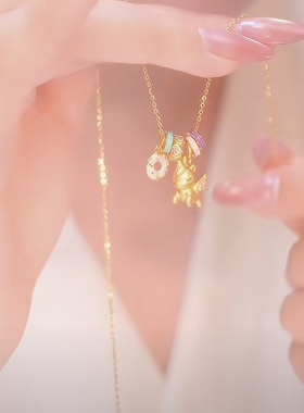 新款梦幻独角兽吊坠项链女款轻奢小众高级感锁骨链百搭送女友礼物