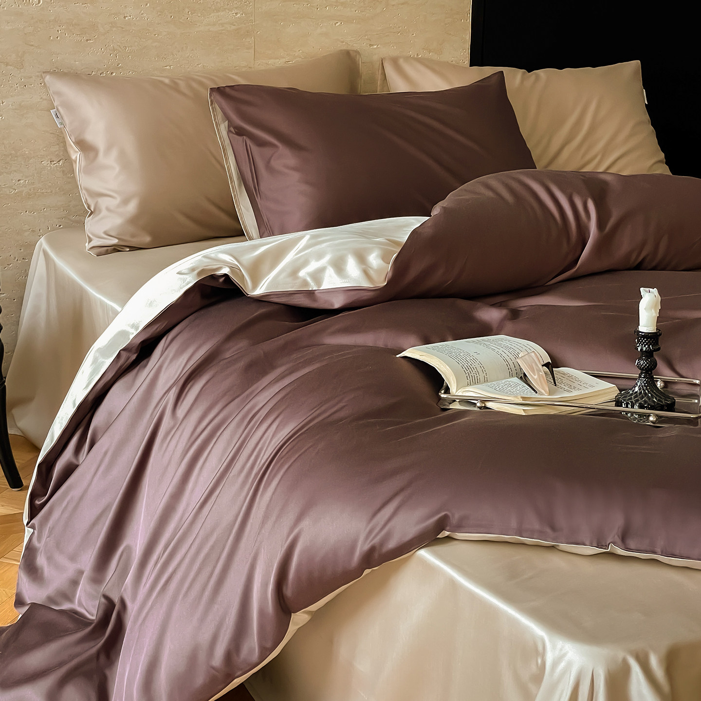 简约夏季A类兰精天丝棉床上四件套100支凉感床单被套冰丝裸睡床品