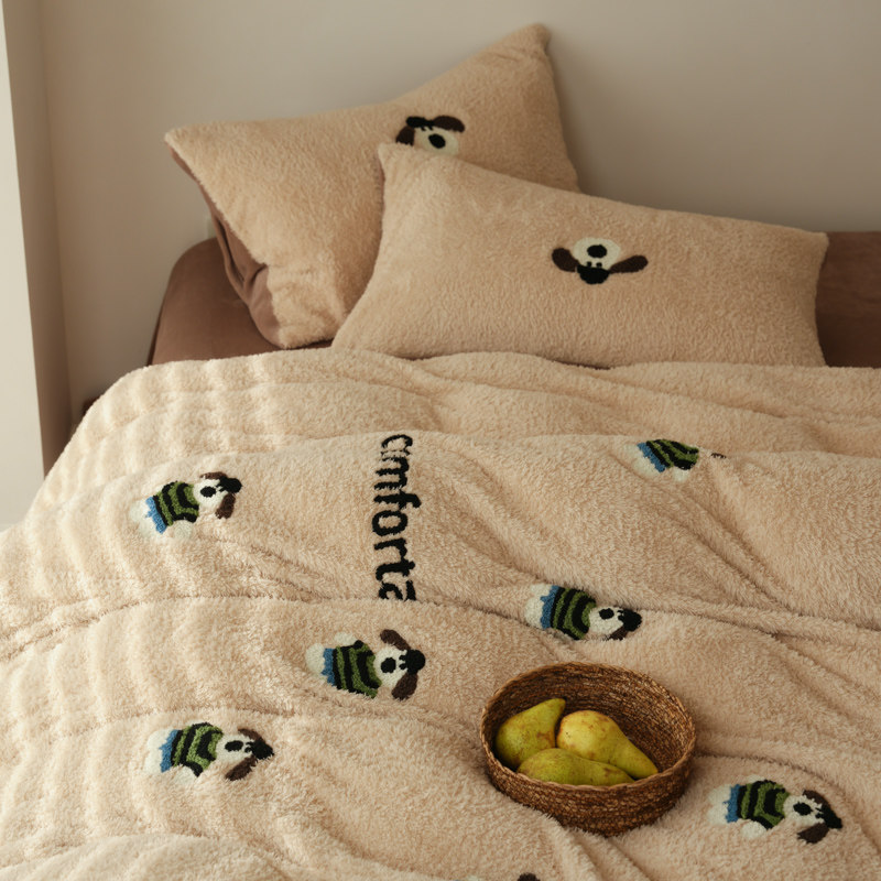 巨保暖牛奶绒毛巾绣四件套冬季卡通可爱儿童床单被套法兰绒珊瑚绒,床上用品,床品套件/四件套/多件套,淘宝优惠券,粉丝福利购,淘宝优惠卷