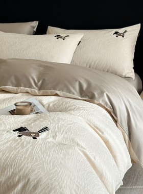 轻奢100S全棉长绒棉四件套纯棉2026新款提花被套床笠床单床上用品