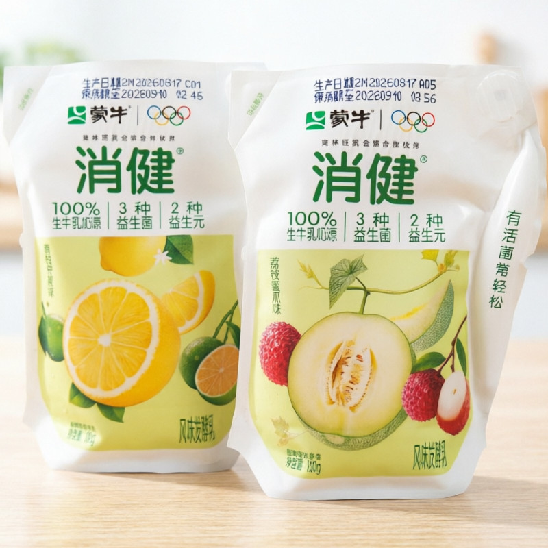 蒙牛消健酸奶新口味荔枝蜜瓜味青柑柠檬味180g益生菌袋装酸奶