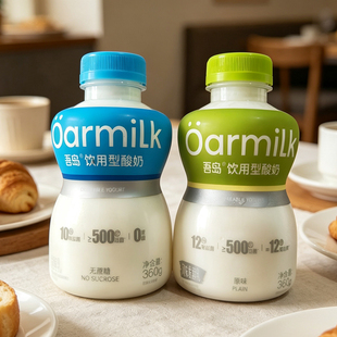 吾岛饮用型酸奶原味无蔗糖360g瓶装低温酸奶