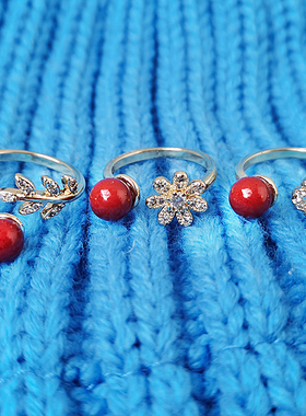 天然原矿紫金砂戒指镀14K金戒指朱砂活口开口指环本命年红色时尚