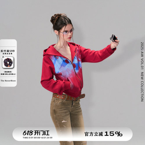 美式连帽卫衣女短款复古辣妹外套