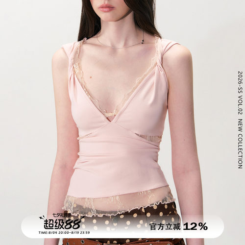 纯欲蕾丝花边吊带背心辣妹
