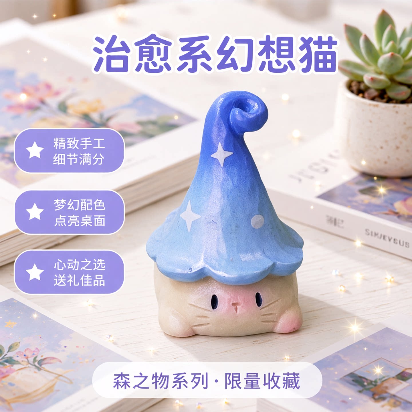 正品森之物猫猫pai幻想蘑菇猫咪盲盒桌面摆件实用生日礼物女生