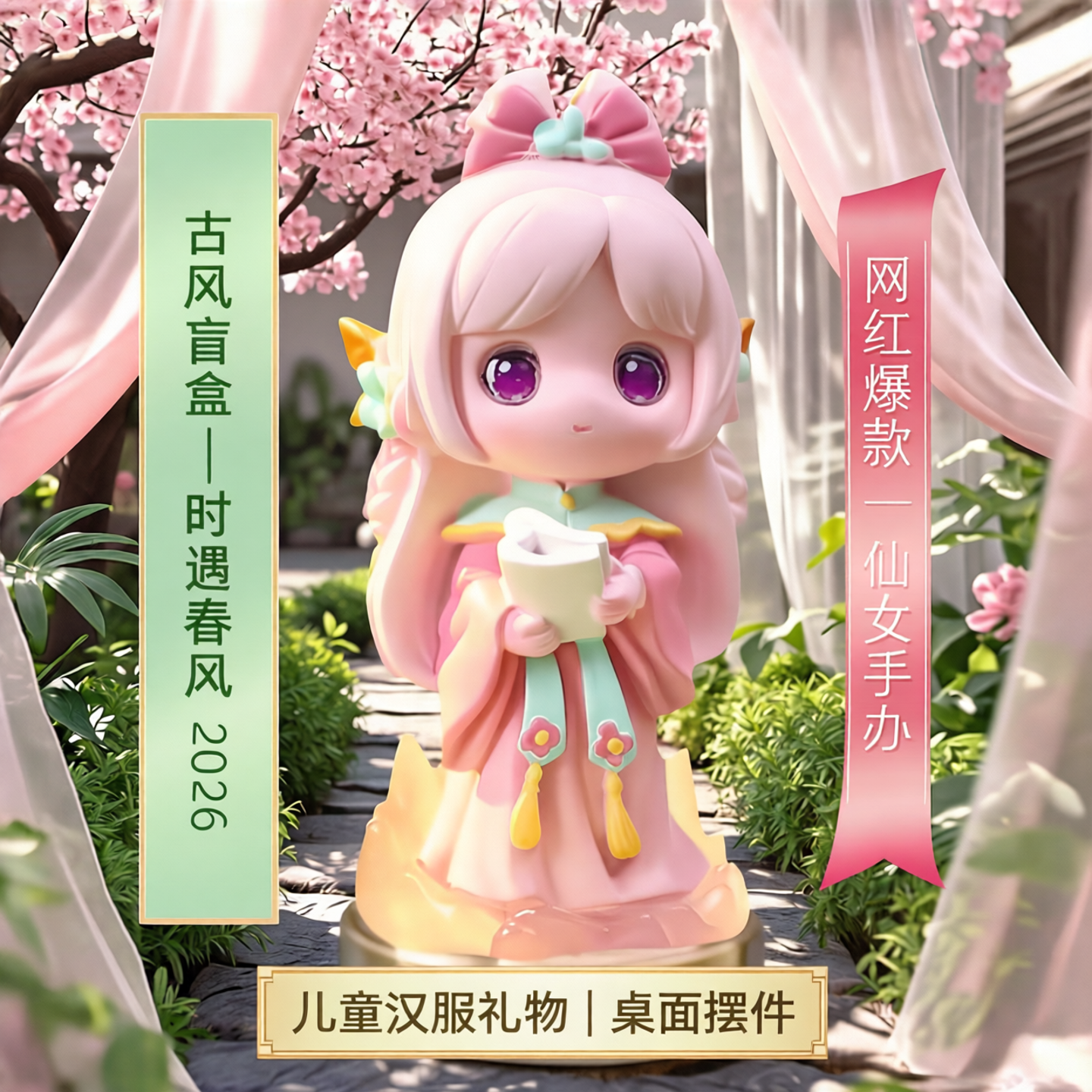 送女孩实用礼物国风女孩可爱摆件