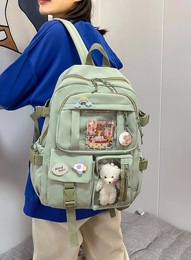 中学生女生轻便书包多时尚百搭高级感大容量宽肩带软皮双肩包