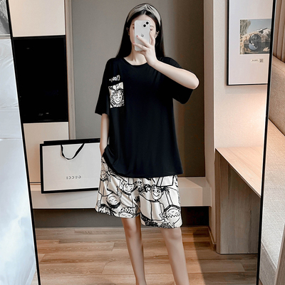 大码莫代尔睡衣女夏200斤短袖