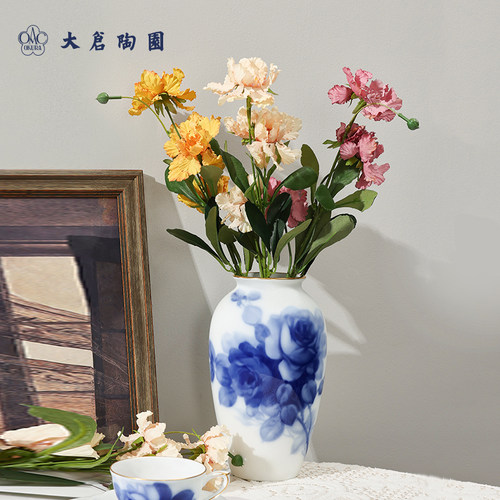 日本OKURA轻奢陶瓷青花瓶