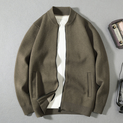 棒球领韩版针织开衫男2025春秋新款含羊毛衣外套纯色潮流卫生衣夹