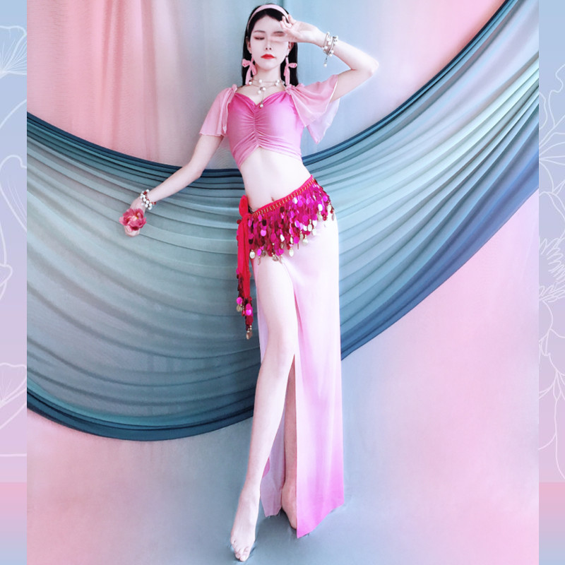 团服肚皮舞练功服百雅千慧叶袖