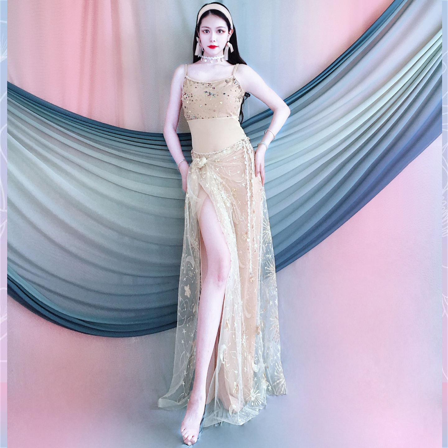 百雅千慧肚皮舞亮片围裙套装