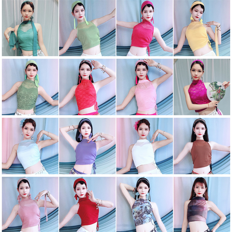 百雅千慧肚皮舞上衣2025春新款蕾丝网纱练功服上衣初学者东方舞服