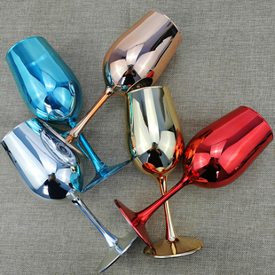 酒吧VIP专属酒杯私人订制水晶玻璃彩色电镀高脚杯高颜值红酒杯子