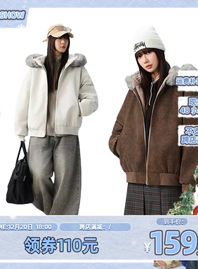 【五百推荐】MANRESHOW 毛领连帽加绒外套可拆卸毛领