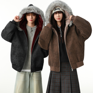 毛领连帽加绒外套可拆卸毛领 MANRESHOW 蜜蜂欢乐社