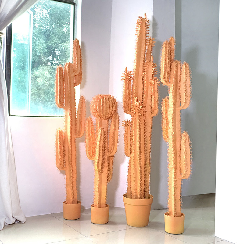 北欧仿真橘色粉色仙人柱大型网红植物室内装饰摆件仙人球仙人掌盆,家居饰品,仿真植物盆景,淘宝优惠券,粉丝福利购,淘宝优惠卷