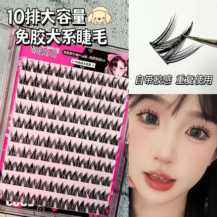 免胶犬系假睫毛！无需胶水自然单簇浓密狗狗眼狐系上镜懒人三部曲