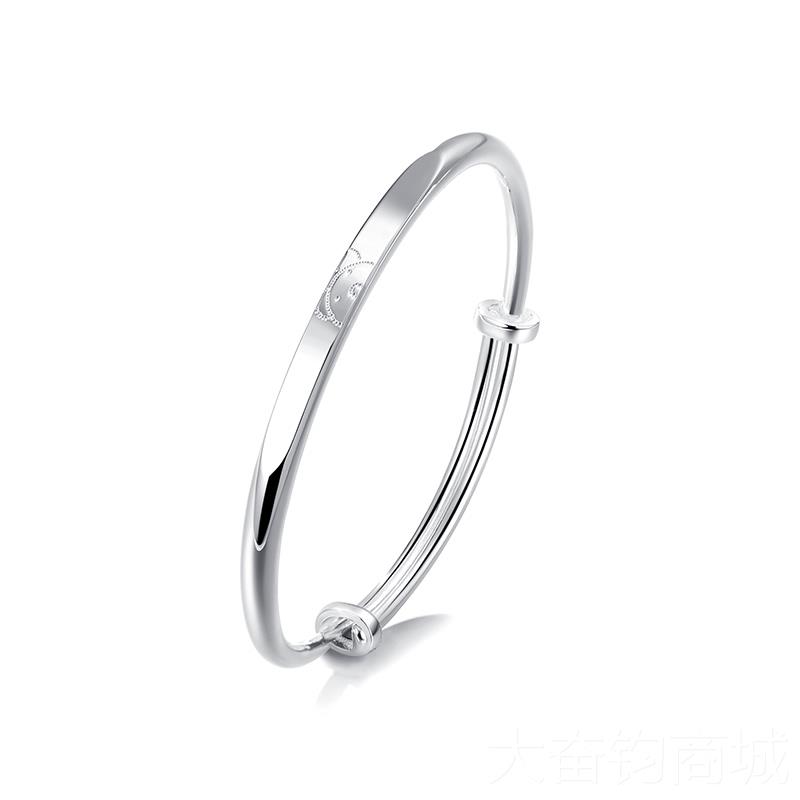 正品clect珂里小熊维尼银镯女纯年轻款999足银镯银子银饰手品生日