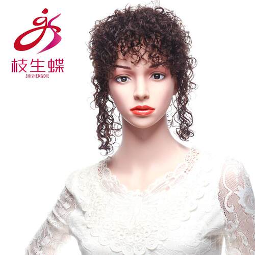 正品枝生蝶妈假发真人发丝头顶卷妈假发片 中老年自发然遮发白假