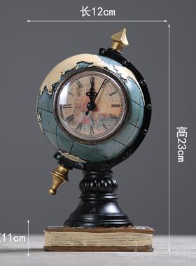 正品LOF柜工业风复古创意地球仪钟件T书房办公室客厅橱摆装饰品摆