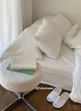 正品白色yyds民宿酒in店s床品套件床纯棉水棉单被套洗全棉床笠四