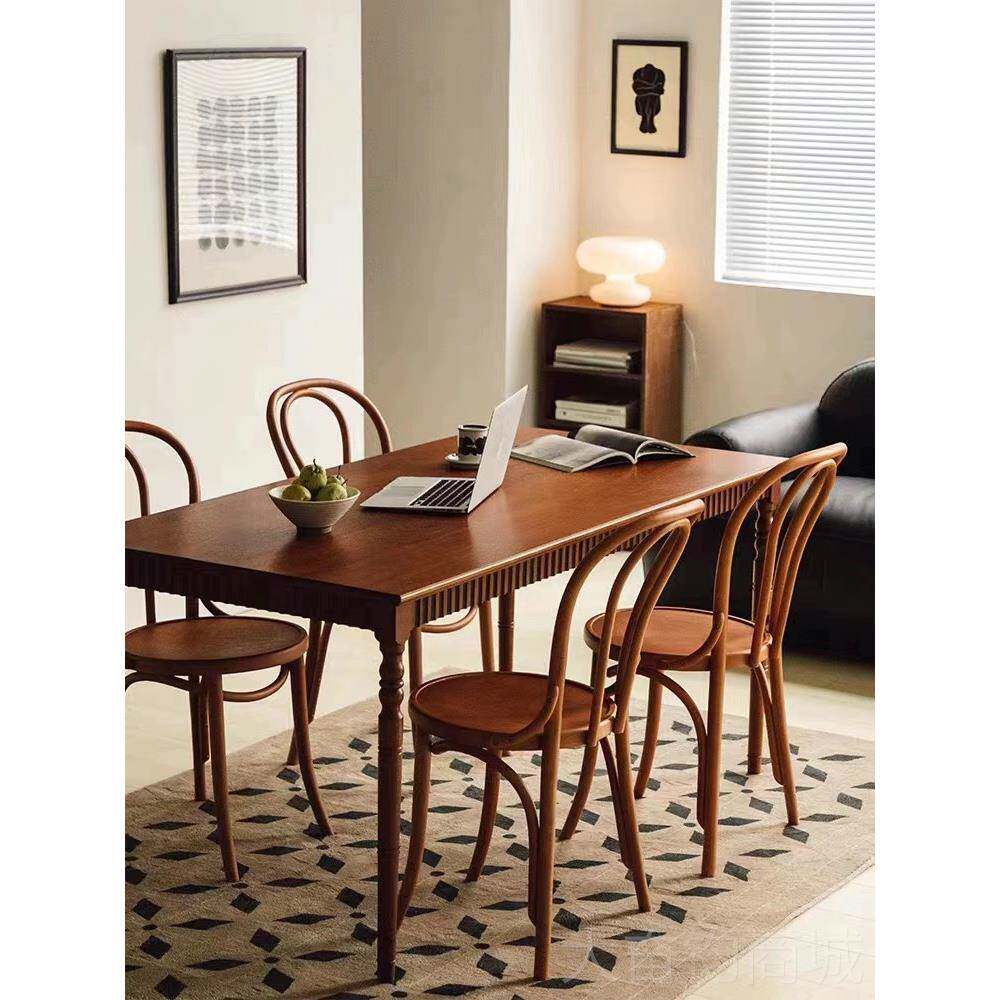 正品美式轻简约现代结构全实木奢餐桌原木小户型家用饭桌小客厅长