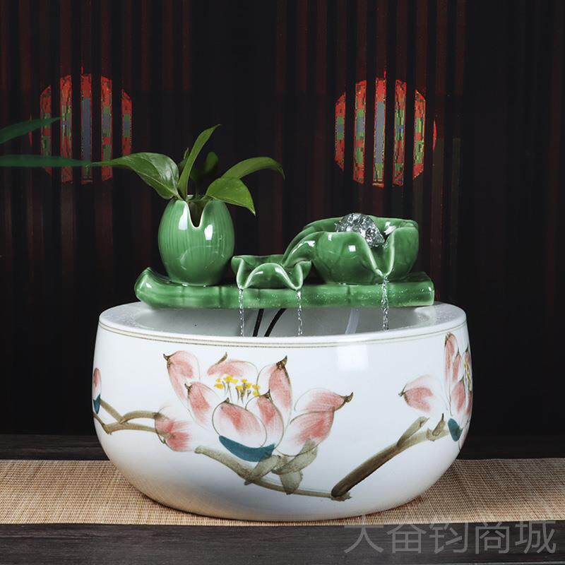 正品景德镇手工创意陶龟瓷鱼缸养鱼盆厅摆件家花用乌缸睡客莲荷盆