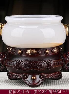 正品玄武石玉石聚宝摆件客厅玄关博架办公室古桌礼面召财装盆饰送