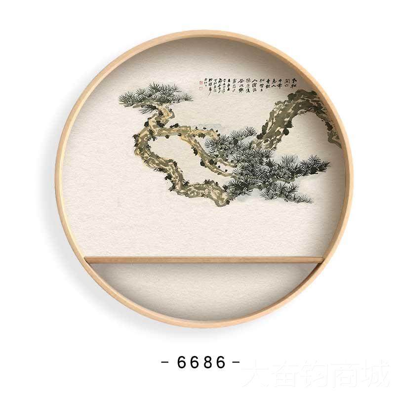 正品新中式户玄装饰画正对墙背景墙的关日式圆挂形件画禅意茶入室,家居饰品,现代装饰画,淘宝优惠券,粉丝福利购,淘宝优惠卷