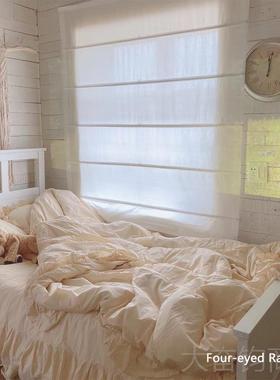 正品淡淡绿色 ns韩国i卧少女室纯色荷叶花边全棉纯棉的床上四件套