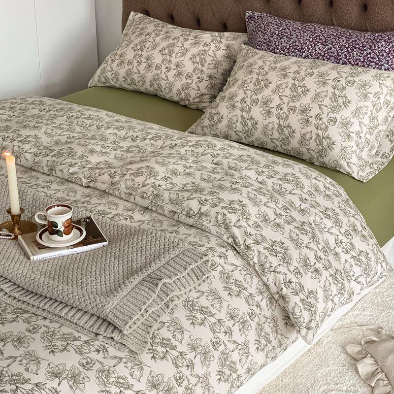 正品法织式复全古小碎花全棉四件套针清新天亲竺棉澳棉肤透气裸睡