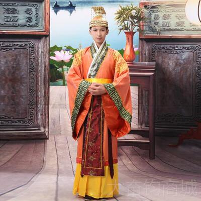 正品郎秀新禾服中国风唐版婚汉礼传统古装唐朝皇帝王爷改良汉服演