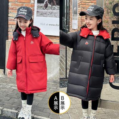 女童白鸭绒过膝长款加厚