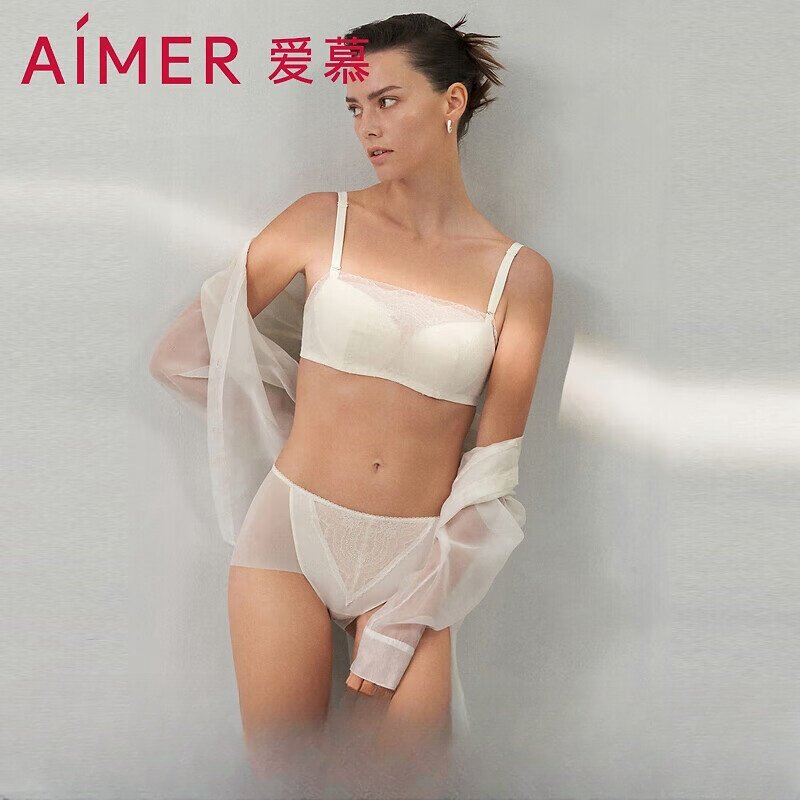 爱慕抹胸内衣薄款2025新款软钢圈性感蕾丝防走光裹胸黑色白色文胸