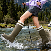 加厚雨鞋 长筒靴雨林徒步 防水防滑高筒外穿耐磨胶鞋 女时尚 雨靴女款