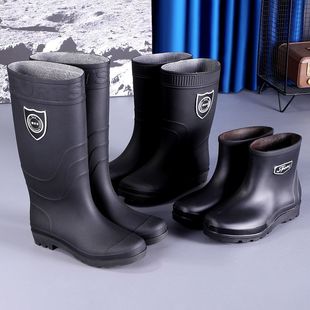 耐磨保暖厨房钓鱼防水加绒防滑雨靴胶鞋 水鞋 特大男士 劳保加厚雨鞋