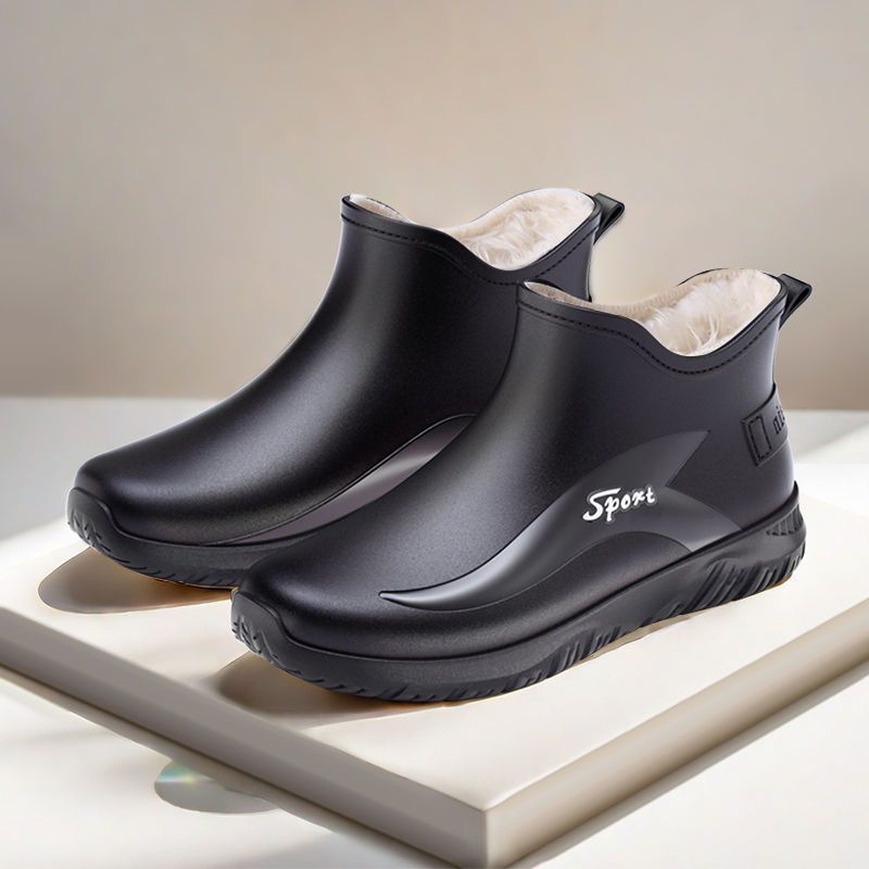 低帮雨鞋男款短筒夏天防滑防水厨师工作水靴加绒工地耐磨胶鞋轻便