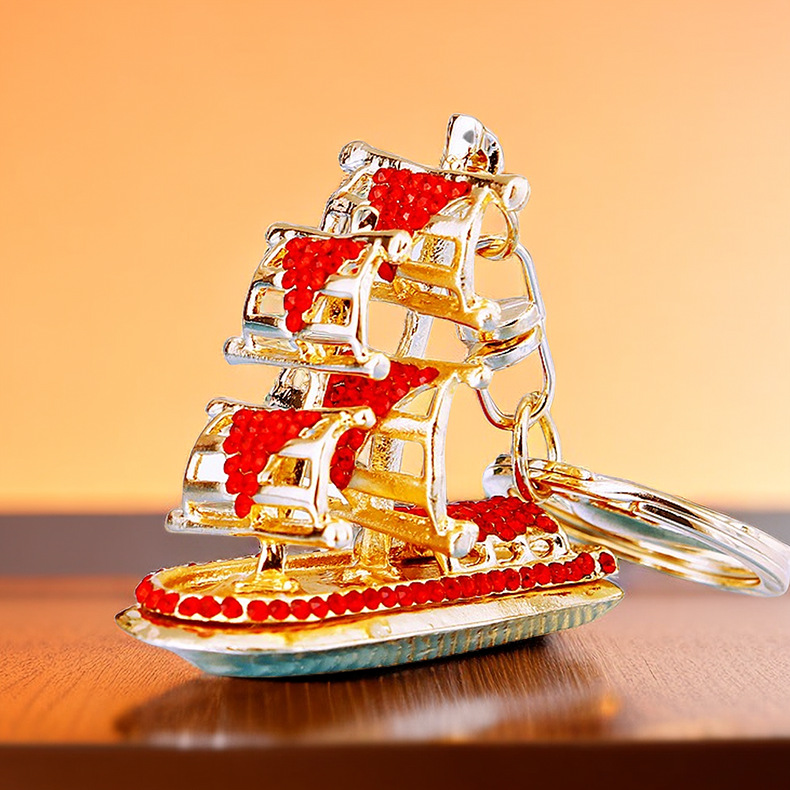 一帆风顺帆船汽车钥匙扣金属可爱男女情侣包挂件钥匙链圈摆件礼品